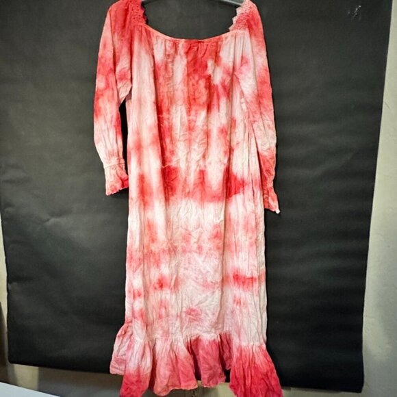 Vintage Victoria's Secret Size Medium Tie Dyed CottageCore Nightgown Prairie Red - Picture 13 of 13